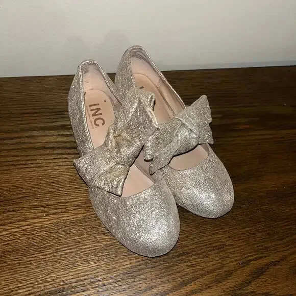 Sam Edelman Girls' Teddy Mini Glitter Gold Mary Janes with Block Heel - Picture 1 of 5